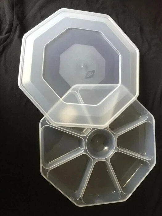 8 Section Nibble Tray With Lid Clear Plastic Snack Tray crudites Food Nuts Box