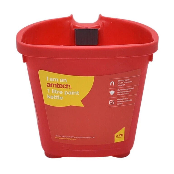 Amtech Paint Kettle Pot with Magnetic Brush Holder Painting Decorating Bucket