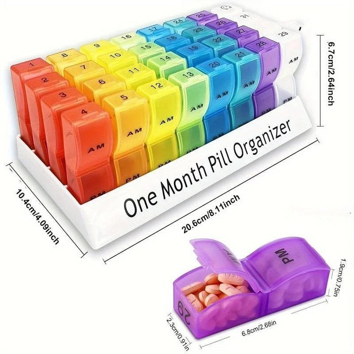 One Month Pill Organiser for Tablets and Medication Weekly Colour Coded AM/PM
