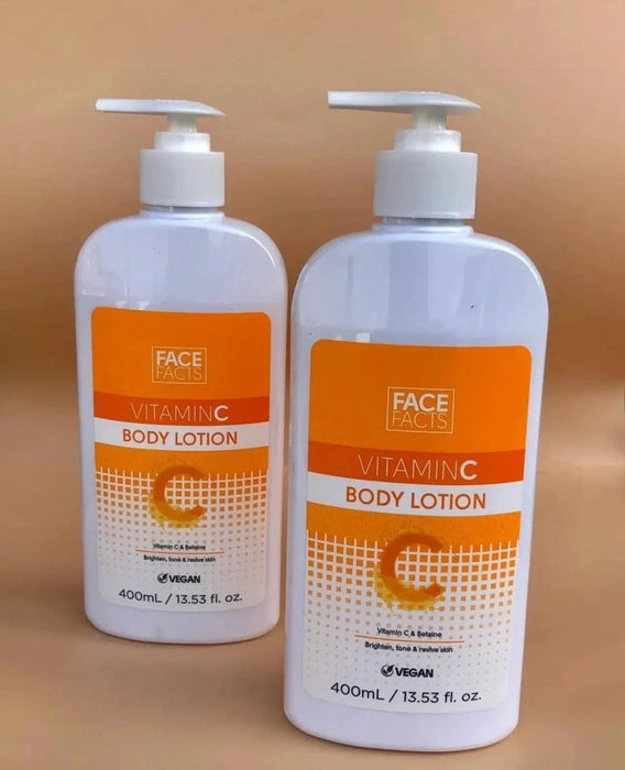 2 x 400ml FACE FACTS Vitamin C Body Lotion Plump for Brighten tone, Hydrate skin
