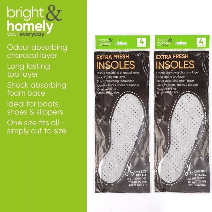 4 Pair Extra Fresh Shoe Insole Odour Eaters Simply Trim To Fit One Size