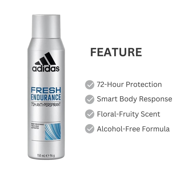 Adidas Fresh Endurance Antiperspirant Deodorant Spray 150ml - Pack of 6