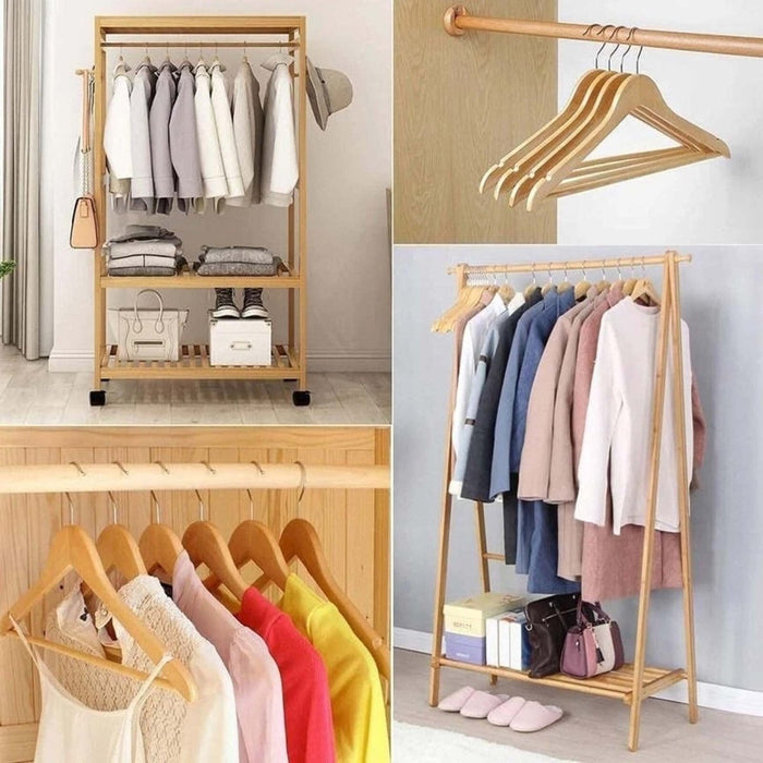 Wooden Coat Hangers Suit Garments Clothes Wood Hanger Trouser Bar Set 2/80/100PC