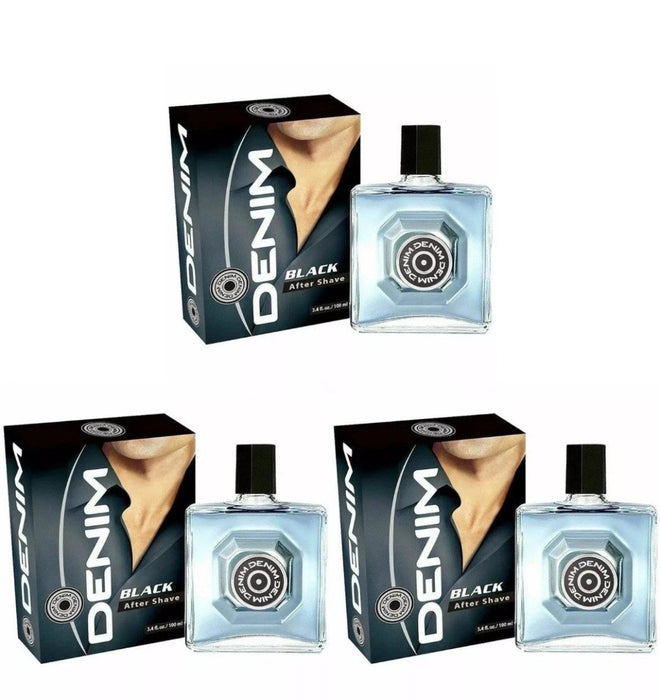 3 x Denim 100ml Aftershave Black Brand New Glass Bottles