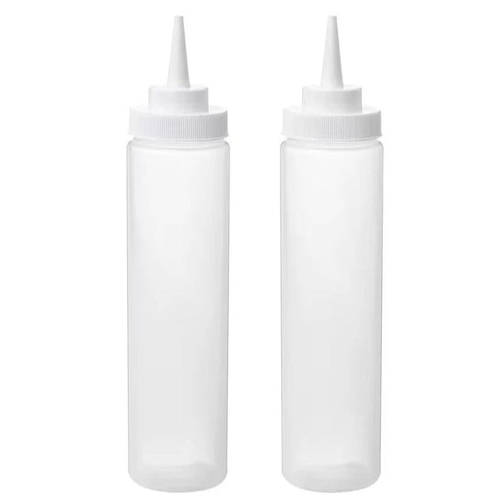 2pc Plastic Clear Squeeze Sauce Bottles Kitchen Food Condiment Dispenser Ketchup