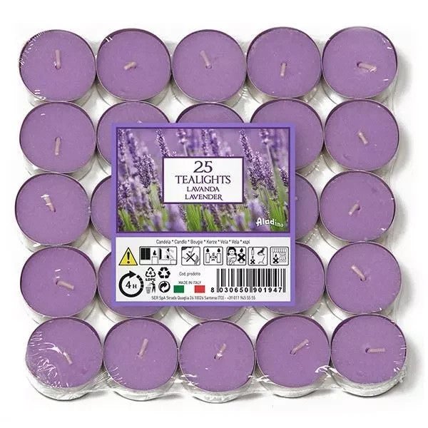 25 LAVENDER Scent Tea Lights Candles 4 Hour Long Burn Night Light Tealight Party