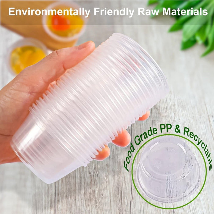 2oz Plastic Small Food Storage Container Sauce Dip Pot Hinged Lid 50/100/150pcs