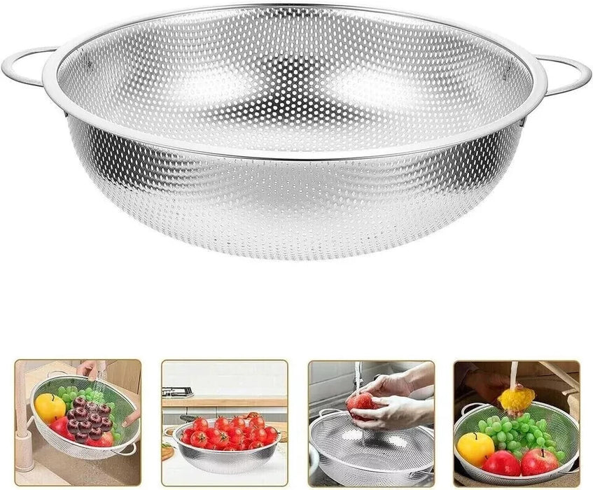 34cm Stainless Steel Fine Mesh Colander Strainer Rice Pasta Spaghetti Noodles
