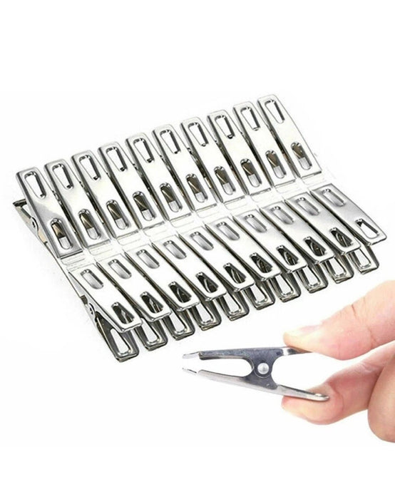 20pc Super Strong Stainless Steel Clothes Pegs Washing Line Laundry Clip Garden