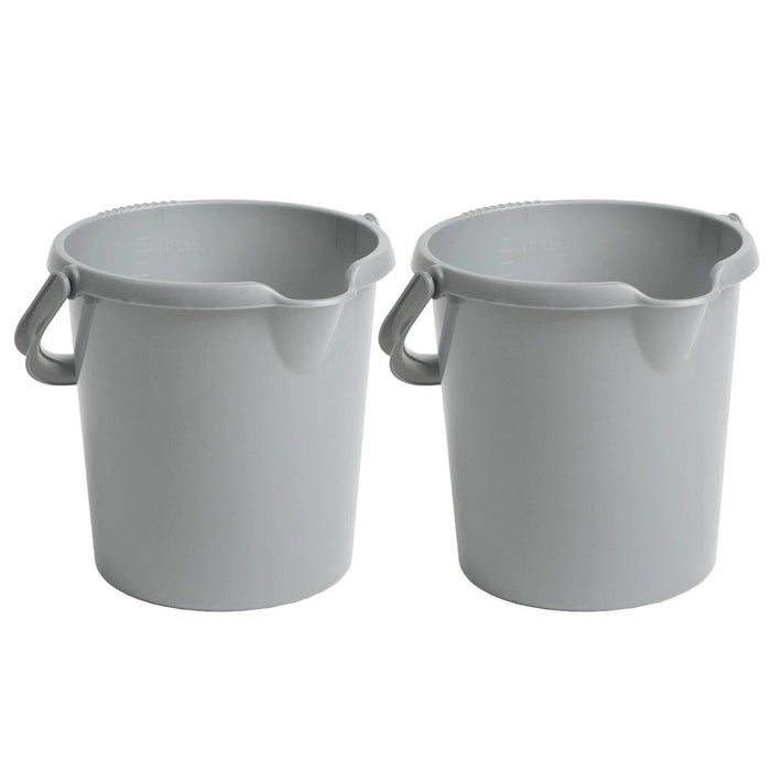 2 x 10L Cleaning Plastic Bucket with Handle & Pouring Lip Water Storage Farm -UK