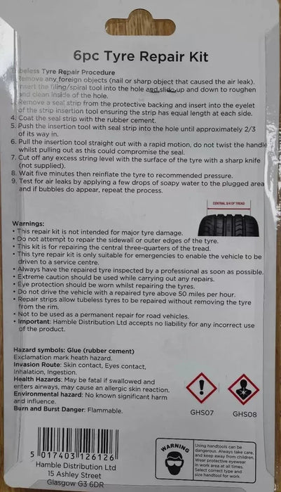 Tire Repair Kit Motorcycle Car Van Tubeless Tyre Puncture Tool Plug Emergency