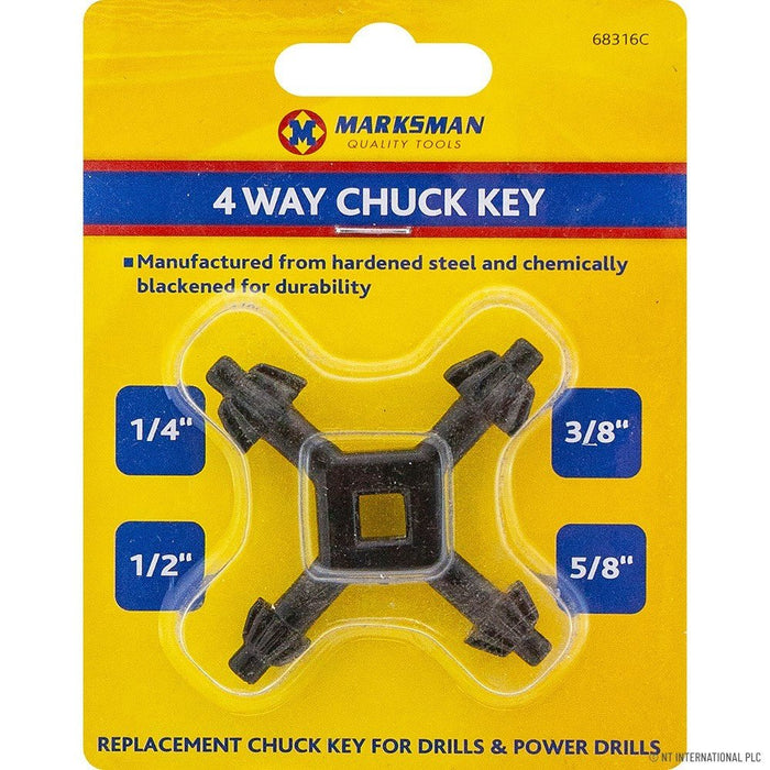 4 in 1 Universal DRILL CHUCK KEY Sizes 1/4" 3/8" 1/2" 5/8" 4 WAY FIT 6/9/13/16mm