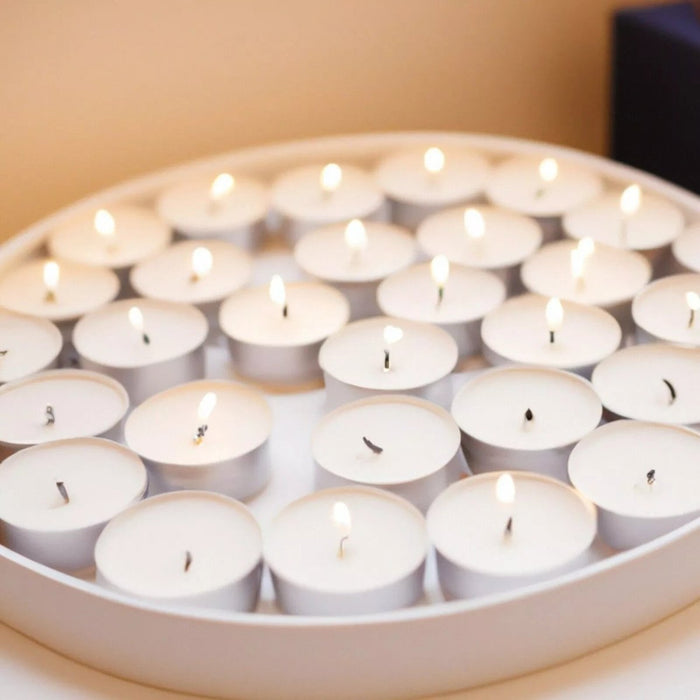 100 Tea Night Lights Candles 8 HOUR LONG BURN Unscented Tealights Nightlight 8HR