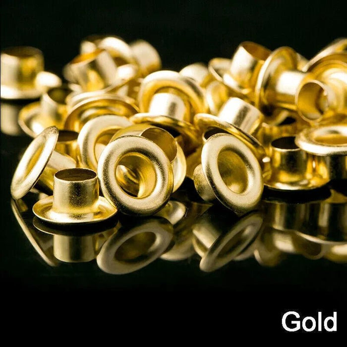 PUNCH TOOL BRASS EYELETS WITH WASHER GROMMETS GOLD 10MM TOOL DIY