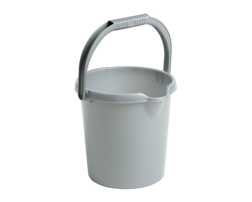 2 x 5L Silver Plastic Bucket Grip Handle & Pouring Lip Measuring Guide Farm Home