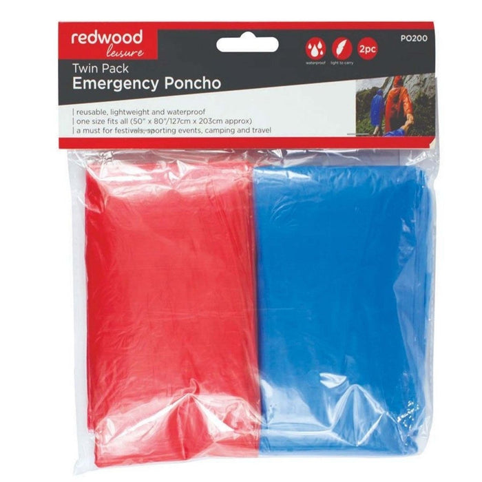 2pcs Reusable Unisex Rain Coats Emergency Lightweight Poncho Waterproof Festival
