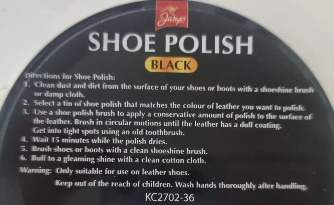 Black and Brown Shoe Polish Large 80g Tin Set Jump Shine Clean and Protect