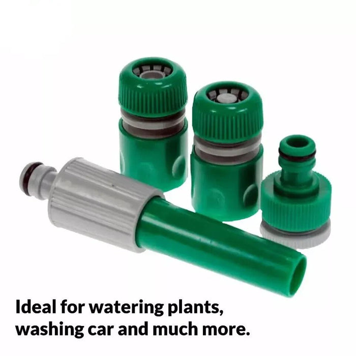 Hose Pipe Water Spray Nozzle Gun Set Tap Fitting Hosepipe Attachment 4pc 2PK