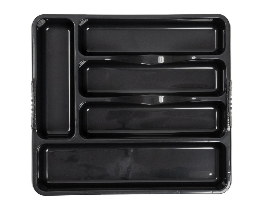 Plastic Small Cutlery Tray Kitchen Drawer Insert 5 Comp Organiser - Dark Grey