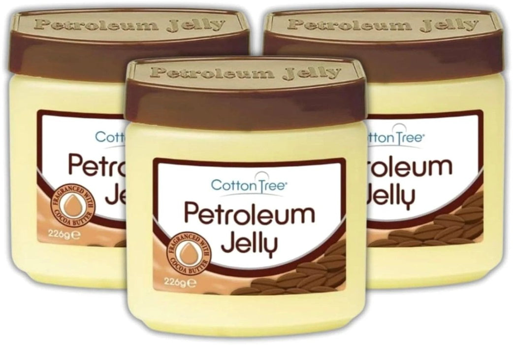3 x Cotton Tree Cocoa Butter Petroleum Jelly Vaseline 226g Family Bundle