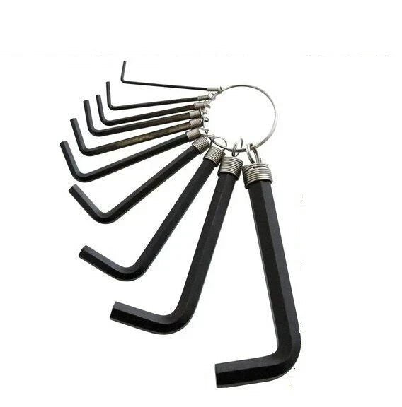Strong 10PC Metric Imperial Hex Hexagon Allen Alan Key Wrench Set Keyring Holder