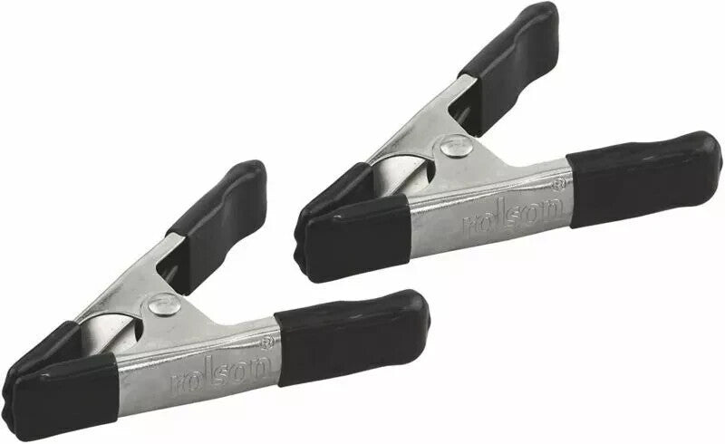 Rolson Spring Clamp 2pc 100mm 4" Set - Coated Jaws & Non-Slip Handles