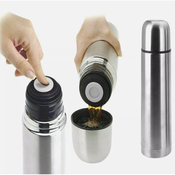 Stainless Steel Hot/Cold Vacuum Thermos Flask Drink Camping Coffee Travel 1Ltr.