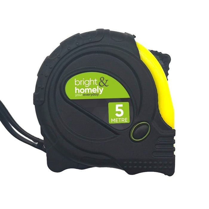 (Set of 5) 5M Measuring Tape Measure With Self Power Grip Lock Black & Yellow