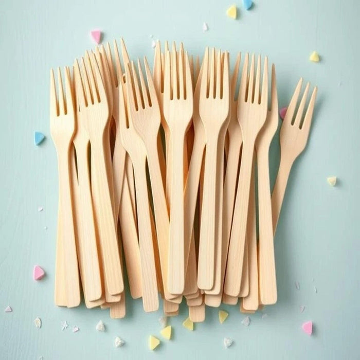 24pcs Wooden Forks Disposable Table Cutlery Biodegradable Party Wedding Catering