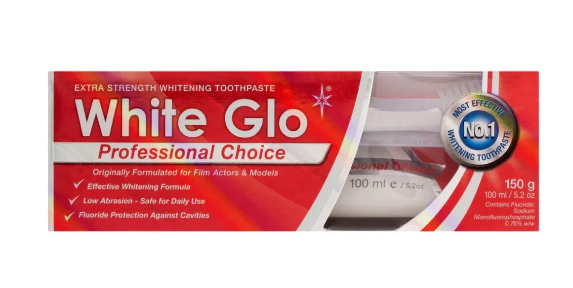 2 X WHITE GLO Extra Strength Whitening Toothpaste Professional Choice.