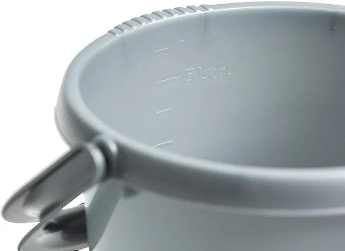 5L Storage Bucket Plastic with Carry Handle For Home Kitchen Garden Use (Silver)