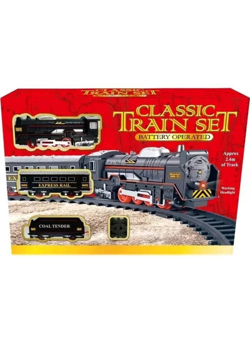 Classic Train Set, 2.4m Track, Headlight, Battery Operated