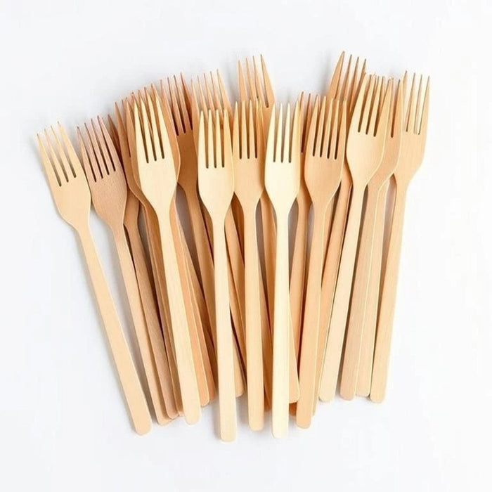 24pcs Wooden Forks Disposable Table Cutlery Biodegradable Party Wedding Catering