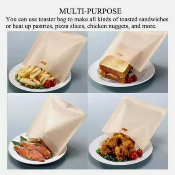 2pcs Toaster Bags Reusable Non Stick Bread Toastie Toast Sandwich Pockets Bag UK