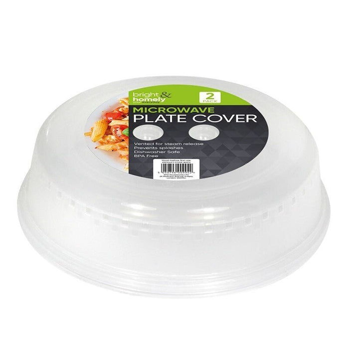 2 Vented Microwave Food Plate Cover Clear Plastic Splatter Guard Food Cover 26cm