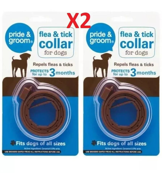 2 x Dog Flea & Tick Collar Flee Lasts 3 Months Protection Stretch Fits All Dogs