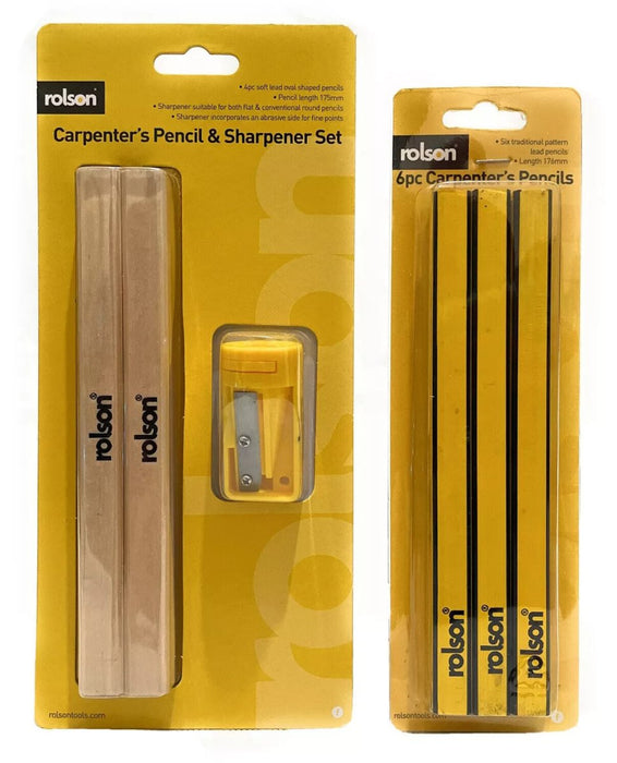 Rolson Carpenter Pencil and Sharpener Soft Lead Oval Shape Pencils Quality Tool.