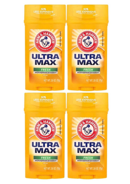 ARM & HAMMER ULTRA MAX Deodorant Fresh Scent Solid Stick 73g. Pack of 4
