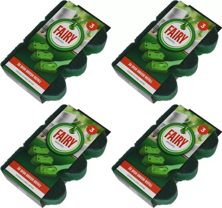 12x Fairy Washing Up Kitchen Brush Refill Scourer Sponge Replacement Head