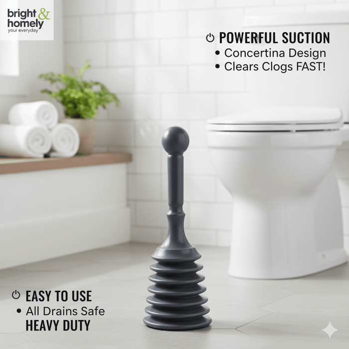 Heavy Duty Sink & Drain Plunger - Powerful Unclogger for Toilets & Showers