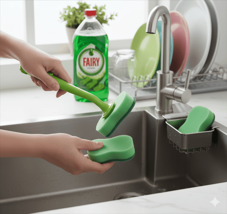 12x Fairy Washing Up Kitchen Brush Refill Scourer Sponge Replacement Head