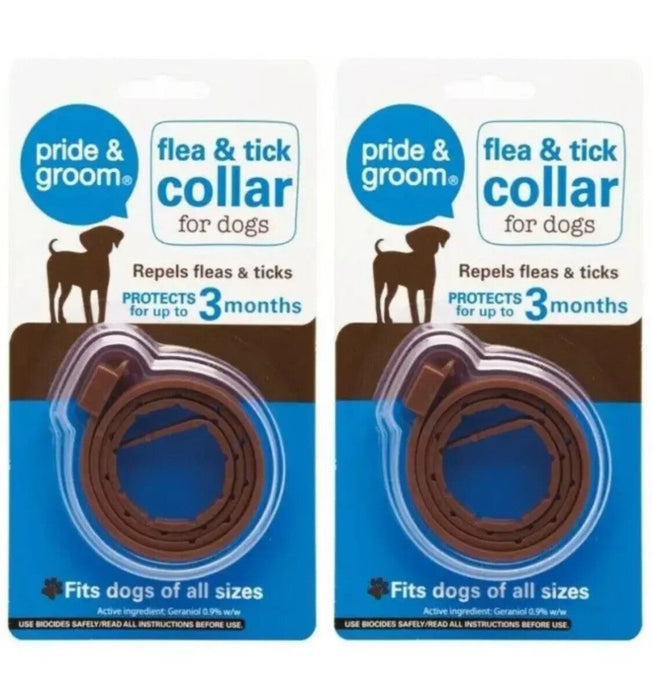 2 x Dog Flea & Tick Collar Flee Lasts 3 Months Protection Stretch Fits All Dogs