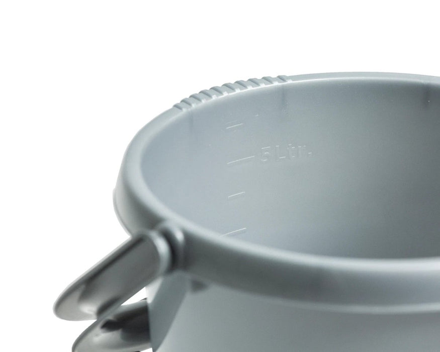 2 x 5L Silver Plastic Bucket Grip Handle & Pouring Lip Measuring Guide Farm Home