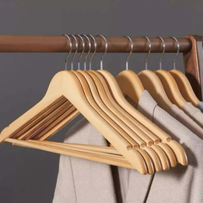 Wooden Coat Hangers Suit Garments Clothes Wood Hanger Trouser Bar Set 2/80/100PC
