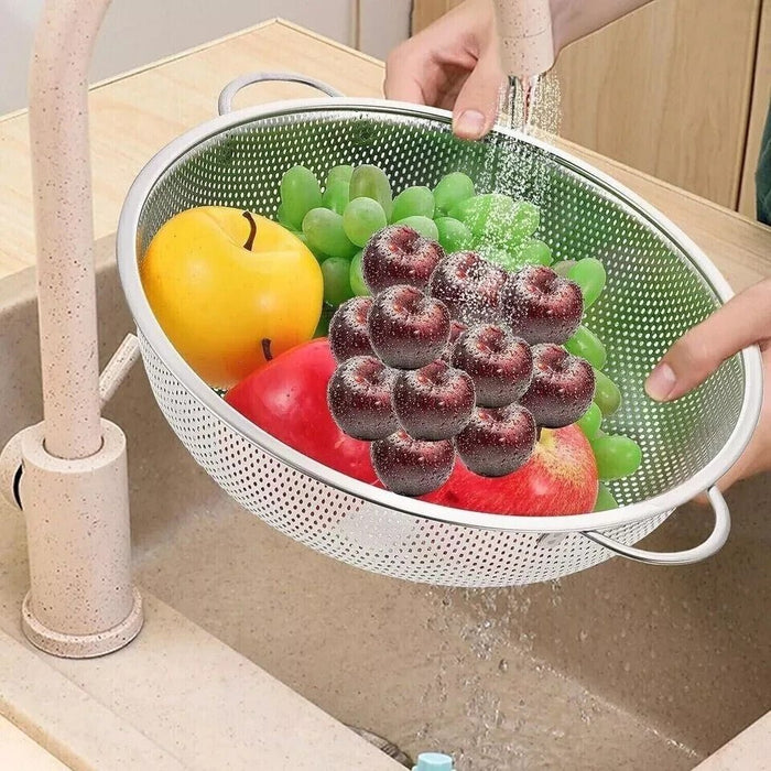 34cm Stainless Steel Fine Mesh Colander Strainer Rice Pasta Spaghetti Noodles