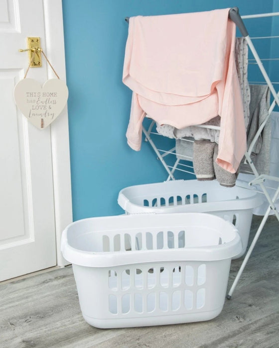 60L Hipster Laundry Basket Washing Clothes Carrier Storage Hamper Bin Tidy - UK