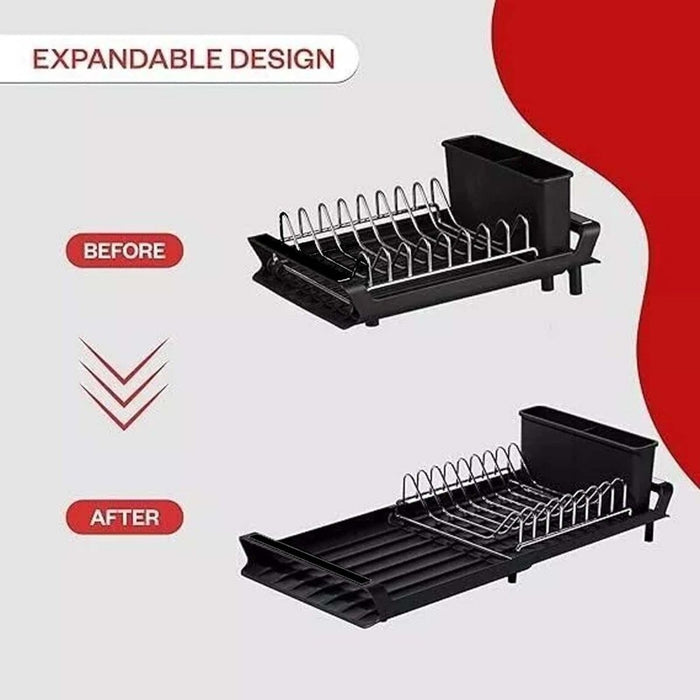 Expandable Dish Rack Drying Drainer Cutlery Holder Kitchen Sink Tray Plate Drip