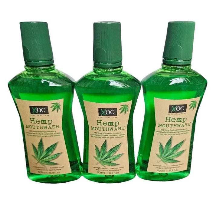 3 x XOC Hemp Mouthwash Pack Of 3 x500ml Helps and protect againest plaque