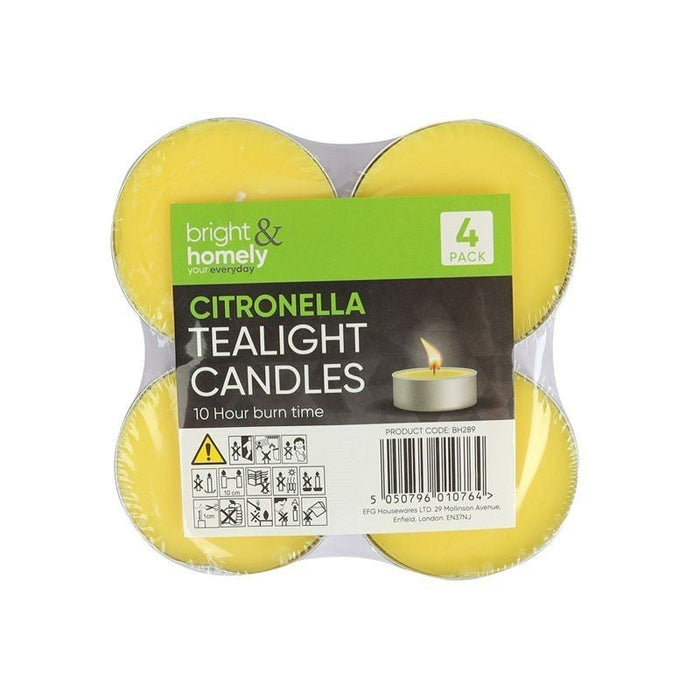 4x Citronella Maxi Tealights - 10 Hour Burn - Outdoor Home Scent