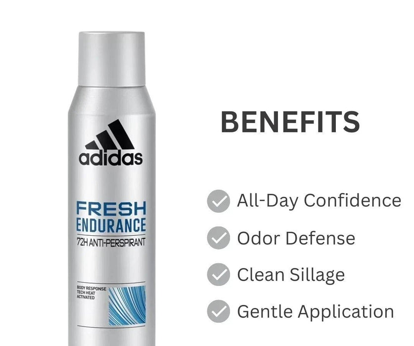6 x 200ml XL Cans Adidas Fresh Endurance Antiperspirant Deodorant Body Spray